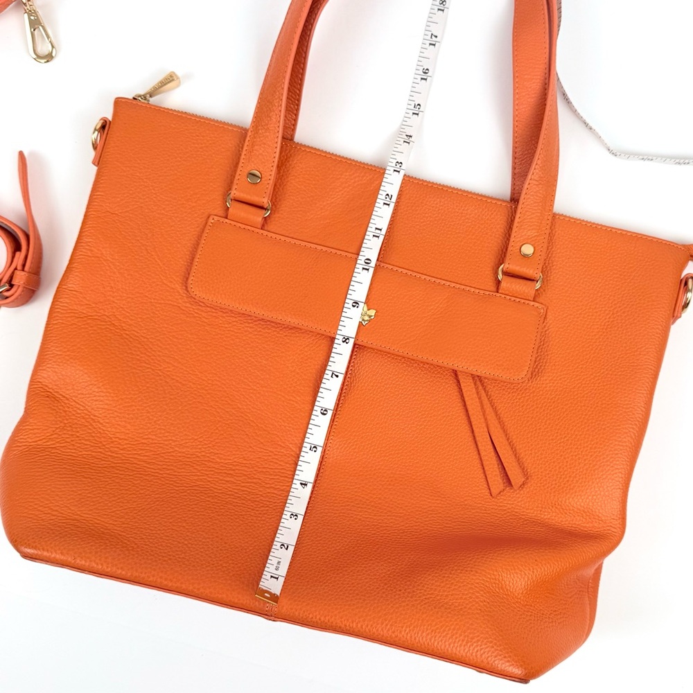 Ora Delphine Eden Leather Tote Bag in Clementine / Orange Leather $398 MSRP - Picture 14 of 15